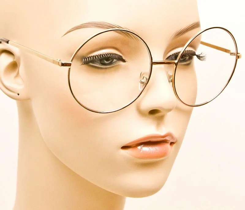 Oversized XL Big BOHO Round Circle Clear METAL Aviator Large Eyeglasses 033 XXL