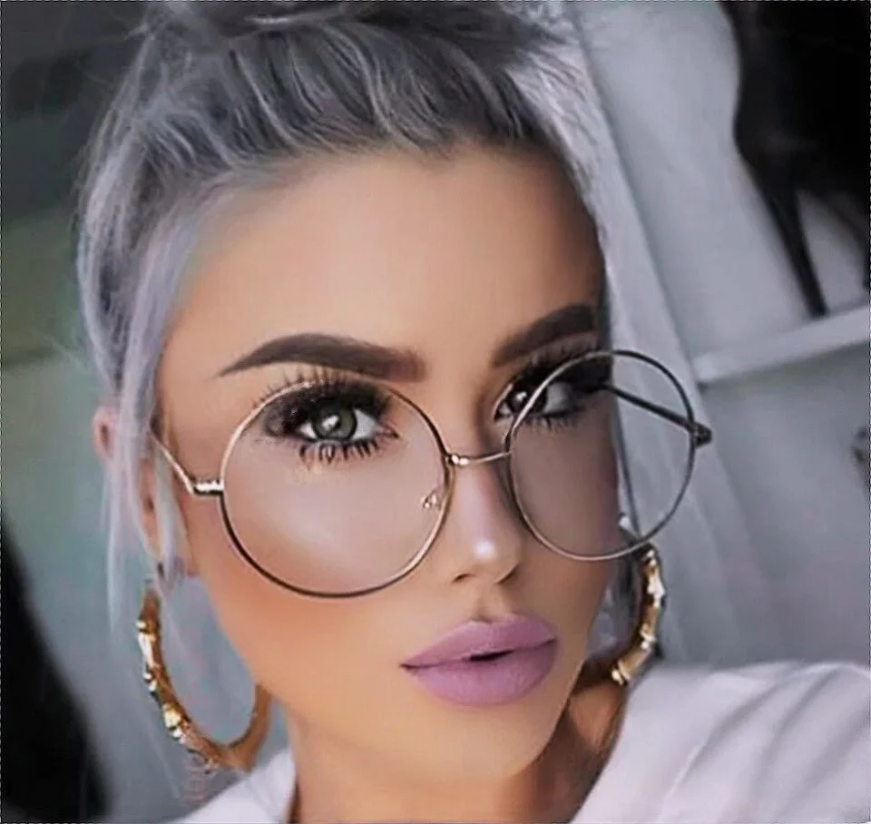 Oversized XL Big BOHO Round Circle Clear METAL Aviator Large Eyeglasses 033 XXL 2