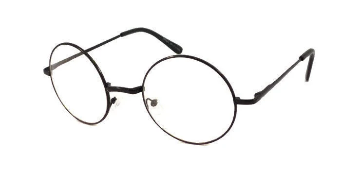 RETRO Round Oversized Circle Metal Frame Trendy Clear Lens Eye Glasses BLACK