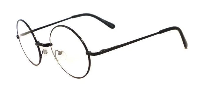 RETRO Round Oversized Circle Metal Frame Trendy Clear Lens Eye Glasses BLACK 4