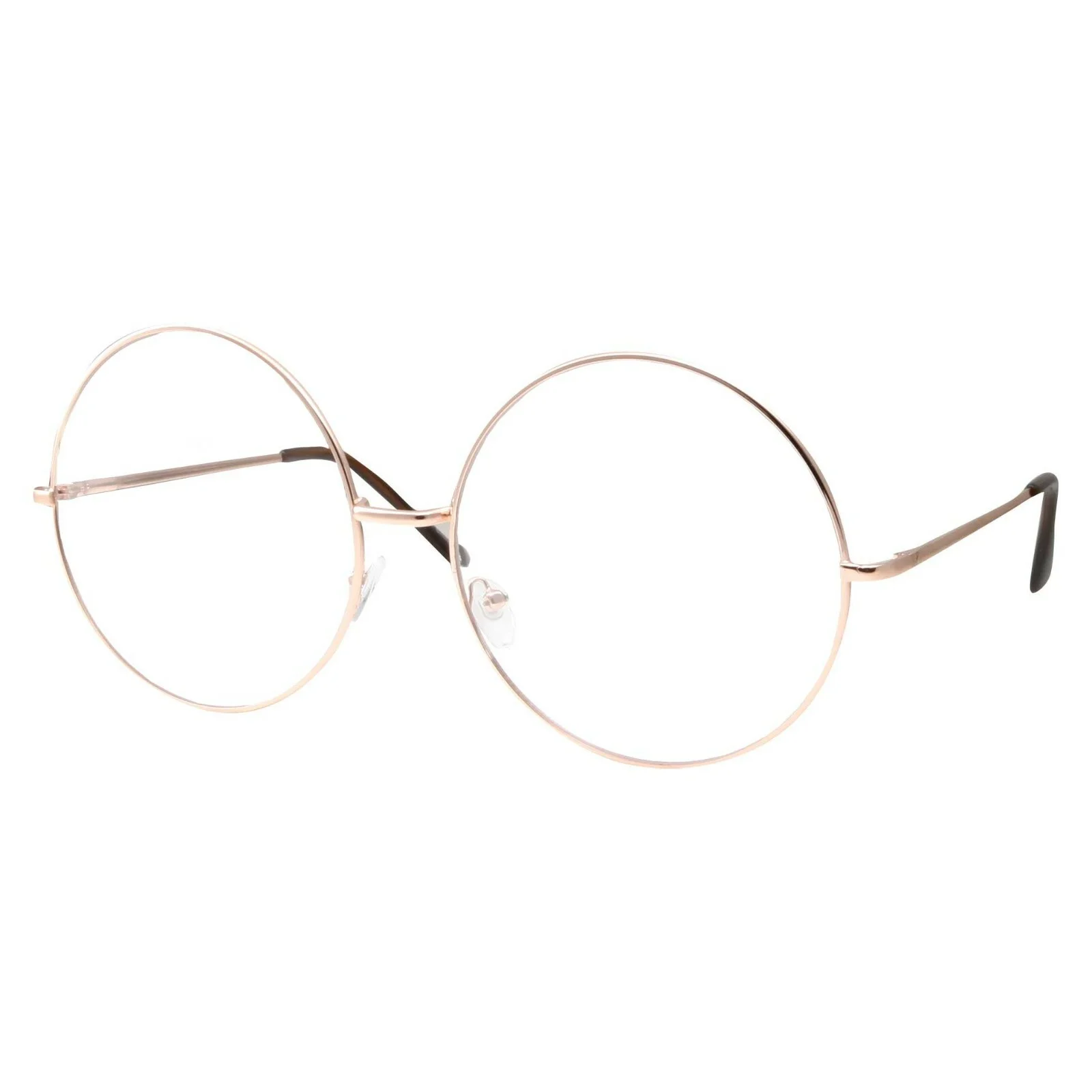 SUPER OVERSIZED Clear Lens Glasses Round Circle Metal Frame UV 400 3