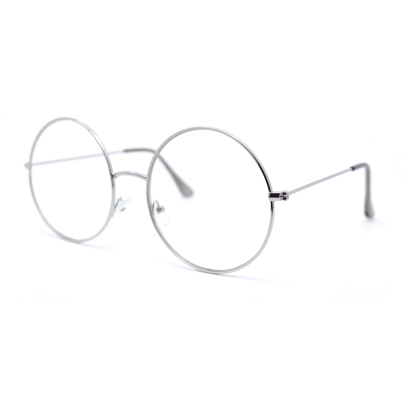 SUPER OVERSIZED Clear Lens Glasses Round Circle Metal Frame UV 400 4